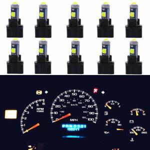 WLJH 슈퍼 브라이트 화이트 캔버스 T5 대시 전구 자동차 계기판 클러스터 게이지 방향 지시등 하이 빔 경고 LED 73 74 286 2721 PC74 트위스트 소켓, 팩 10