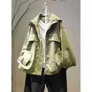 와칸다 여성 여성용 가을 캐주얼 잠바 집업야구항공 야구 점퍼 앤티크 면코트 캡 긴팔 레터링 자수 루즈핏