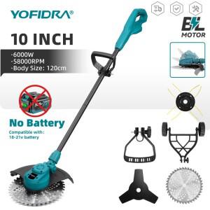 YOFIDRA 6000W 10인치 브러시리스 전기 잔디 깎는 기계 접이식 트리머 커터 마키타 18V 배터리 핀호환용 정