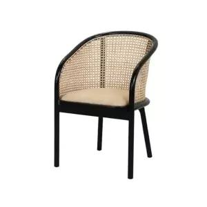 리젠우드H 씨루이 원목 벨벳방석 라탄 암체어