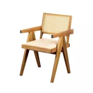 리젠우드H 씨루이 원목 PU 라탄 암체어