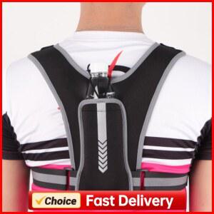 호환 물병 배낭 반사형 휴대폰 홀더 조깅용 헤드폰 구멍이 있는 경량형 등산용 피트니스용 하이킹용