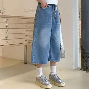 [하프클럽/]와이드 데님 팬츠 여성 7부 8부 통바지