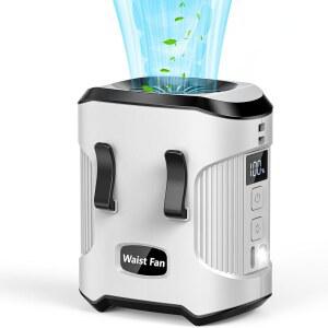 야외 캠핑 여행을 위한 3단 속도 및 손전등 냉각 휴대용 넥 팬이 장착된 셔츠 벨트 바디 웨어러블 핸즈프리 충전식 배터리 구동 팬의 수누니 허리 팬 클립