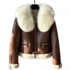 가죽 가죽무스탕 재킷 자켓 숏 양털 폭스퍼