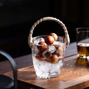 일식집 유리 아이스버킷 얼음통 A형 얼음클립 샴페인 유리그릇 와인 사케 양주 크리스탈