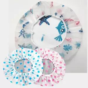 긴머리 샤워캡 PEVA 방수 도트 헤어캡 헤어캡 샤워캡 헤어비닐 목욕헤어캡