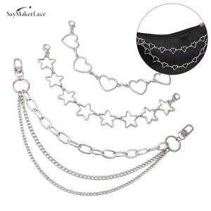호환 다층 금속 체인 스트랩, 나비 하트 별 펜던트, 숄더백 체인 스트랩, DIY 개성 액세서리