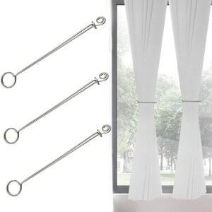 3팩 헤비 듀티 스테인리스 커튼 타이백 클립, 홈 윈도우 및 무선 수직 블라인드에 적합, 타이백용 내구성 와이어 홀더, 블라인드