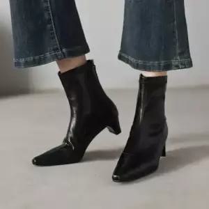 엘럽 여성 굽 소프트 가죽 워커힐 슬림 키높이 부츠 패션워커 스틸레토 앵클부츠 샤오센 박템5