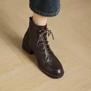 엘럽 여친 워커힐 워커 가을겨울 봄가을 소프트웨이드 스트랩 앵클부츠 통굽 단화 미들 박템3