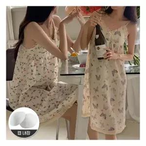 어나더뷰 캡내장 요루면 피드 레이스 나시 원피스 파자마 2027
