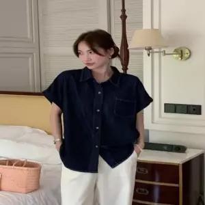 친절한탄씨 여성용 여름 청남방 데님 셔츠 연청 진청 캐주얼 상의 데님셔츠 여름셔츠 여성셔츠