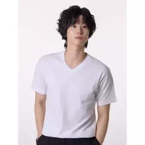 TOPTEN 공용 코튼 브이넥 T_MSG2TV3901