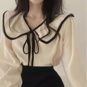 [SBD] 여자 리본 블라우스 러블리 3컬러 캐주얼 포인트 카라