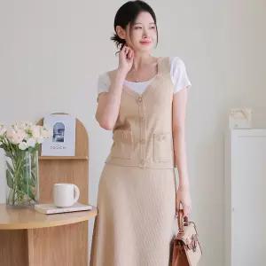 르포엠 [최초가 89,000원]아르엔 메탈 니트 베스트 스커트 3종 셋업