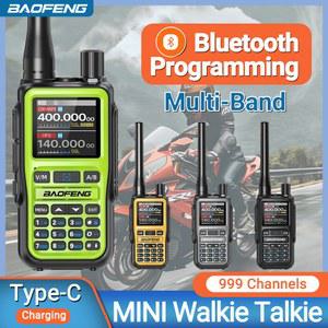 호환 바오펑 UV-5R 미니 무전기 블루투스 앱, NOAA 날씨, 999채널 USB-C 충전 VHF UHF AM 장거리 햄 라디오 캠핑용
