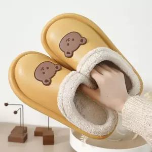 친절한탄씨 bns 겨울 발편한 사무실 외출용 털안감 곰돌이 슬리퍼 무소음슬리퍼 털슬리퍼 겨울슬리퍼