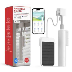 스위치봇 블라인드 틸트 모터식 - 블루투스 리모컨, 태양광, 광 감지 제어 기능이 있는 스마트 전기 블라인드, Alexa 및 Google 홈과 호환되도록 허브 미니 추가