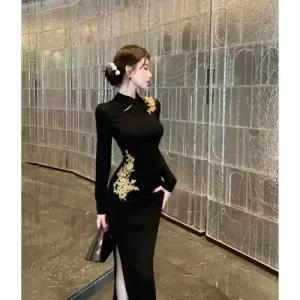 빈티지 원피스 치마 여성 트임 가을옷 슬림핏 OP3