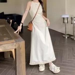 2컬러 썸머 휴양지룩 홀터넥 뒷트임 포인트 롱원피스