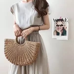 코튼 민소매 롱 원피스 허리 스트링 여름 원피스