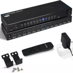 12 포트 8 HDMI 스위치 in 1 IR 리모컨 포함 4K 스위처 셀렉터 4K@30Hz 노트북 PS5 Xbox Fire TV 블루레이