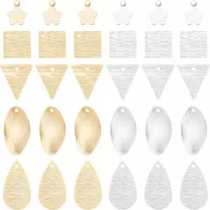 PH PandaHall 60pcs 24K 금도금 스탬핑 블랭크 925 은도금 태그 펜던트 귀걸이 팔찌 목걸이 주얼리