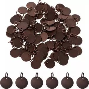 Xyembu 100Pcs 황동 스탬핑 블랭크 태그 참 메탈 12mm 코인 스테인리스 스틸 원형 펜던트 팔찌 목걸이