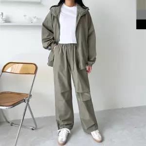 여자 데일리 편안한 후드 바람막이 와이드 세트