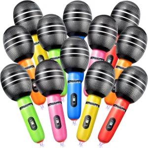Sumind 30개 풍선 마이크 9.4인치 노래방 뮤지컬 콘서트용 플라스틱 가짜 소품 장난감 80년대 가수 생일