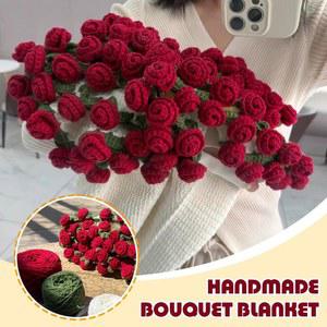 호환 DIY 장미 꽃다발 담요 수제 꽃다발 담요 크로 셰 뜨개질 짠 담요 교체 꽃다발 크리 에이 티브 선물 수제
