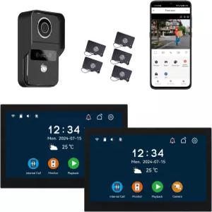 2핀 유선 2MP HD 실내 10인치 WiFi 모니터 스마트 홈 비디오 초인종 인터콤 시스템 원격 APP 전화 잠금