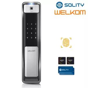 WSP-2500B 지문인식도어락 푸시풀 카드키2개 즉시잠금 디지털 현관 도어락 손