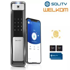 WSP-2500B플러스 블루투스 지문인식도어락 푸시풀 카드키 즉시잠금 디지털 현