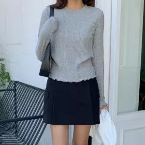 [시즌오프]캐주얼 무지 6컬러 돌돌이 레이스 니트 티셔츠_5