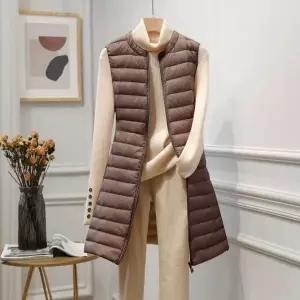 [하프클럽/]2컬러 차이나넥 베이직 롱 경량조끼 겨울패딩조끼