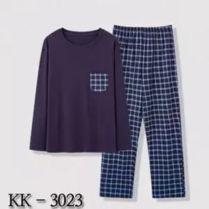 [하프클럽/]내복가게 편한 체크 상하 무늬 잠옷 면 내복 남성 실 봄 가을 긴