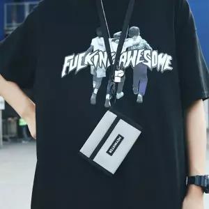 [하프클럽/]지갑 교통카드 3단 접이식 천 파우치 카드 목걸이 카