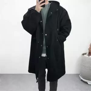 [하프클럽/] 남자 오버핏 빅사이즈 롱 후드 워싱면 야상 자켓 점퍼 3컬러