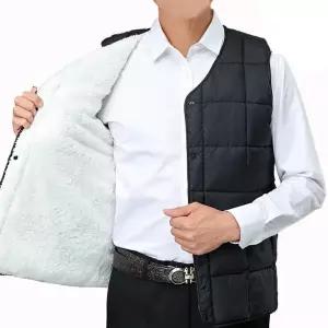 [하프클럽/옷자락]남성 뽀글이 아빠작업복 브이넥 퀼팅 검정 패딩 조끼