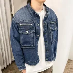 [하프클럽/옷자락]남자 봄 컷팅 더블포켓 그라데이션 워싱 스트릿 청자켓