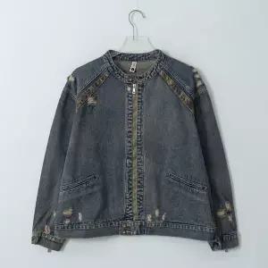 [하프클럽/옷자락]남자 빈티지 나그랑 데미지 차이나 버튼 크롭 청자켓