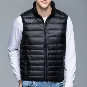 [하프클럽/옷자락]남자 하이넥   경량패딩 집업 조끼