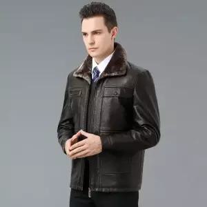 슬램덩크 남친 숄 가죽자켓 코트 일체형 칼라 도톰한 숏 점퍼 항공 무스탕 가죽옷 HO1