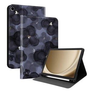 삼성 갤럭시 탭 A7 라이트 8 7 SMT220 / T225와 호환되는 일반 케이스 (모티프: 잉크 워시 블루 플라워) 프리미엄 가죽 플립 케이스 패턴