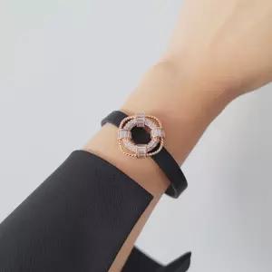 여자 이태리 송아지 가죽 고급스러운 큐빅 지르코니아 팔찌