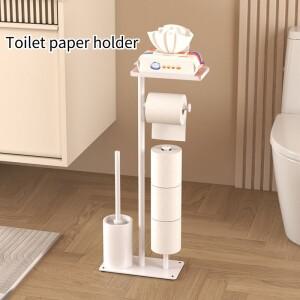 스탠드형 티슈 홀더 이동식 화장지 보관대 못 없이 설치하는 화장실 브러쉬 롤 페이퍼 욕실호환용