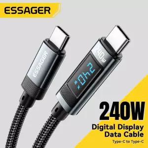 [호환] Essager 240W USB 유형 C-USB C 케이블 100W PD 3.1 Macbook Pro 용 고속 충전 충전기 와이어  Sams