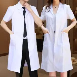빅사이즈 반팔 의사가운 영양사 반소매 일반 간호사 유니폼 실험복 여성용